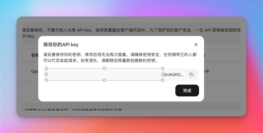 保存API Key