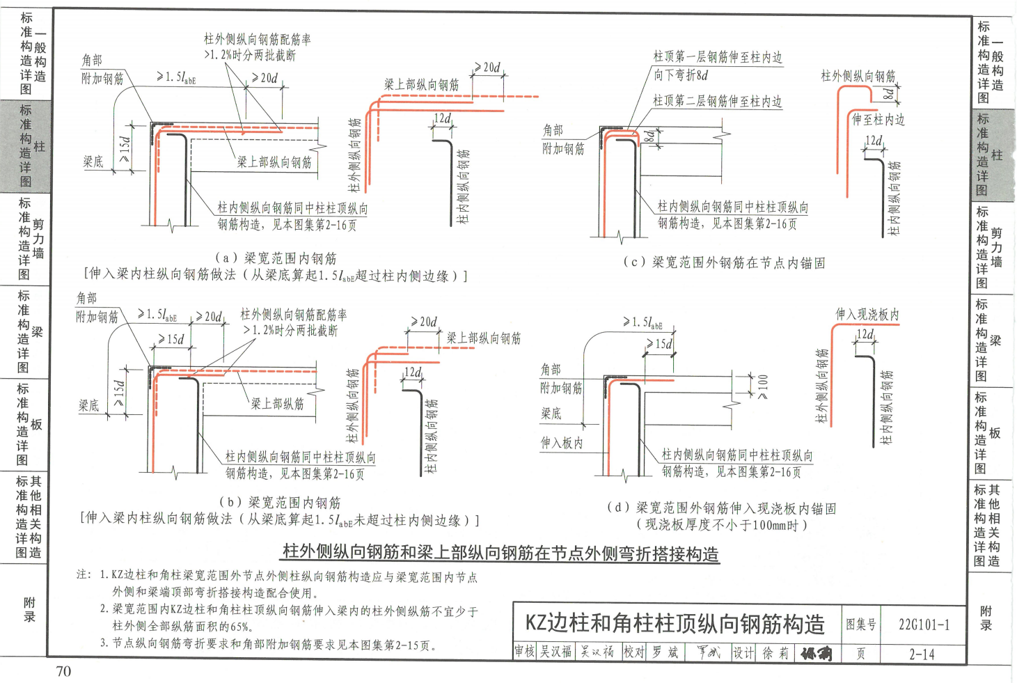 柱顶纵向钢筋构造